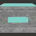 Textured Metallic Box With Turquoise Accents On Top And Side Panels