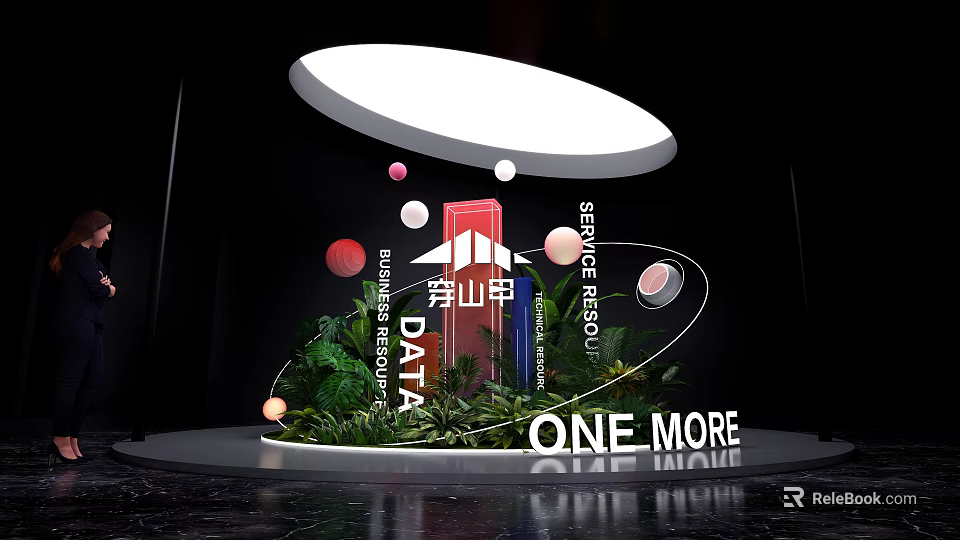 Pangolin Data Service Resource Display With Green Plants Circular Platform And Planets One More Concept 3d model 
