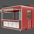 Red China Welfare Lottery Kiosk With Striped Awning Windows And Wheels