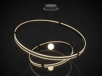 Modern Double Circular Ring Chandelier with Spherical Light and Ambient Illuminated Glow 3d model