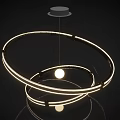 Modern Double Circular Ring Chandelier with Spherical Light and Ambient Illuminated Glow 3d model
