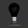 Modern Black Light Bulb With Sleek Silver Metal Base And Glossy Surface Design