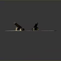Two Vintage Cannons Placed On Green And Beige Textured Paper With Dark Background