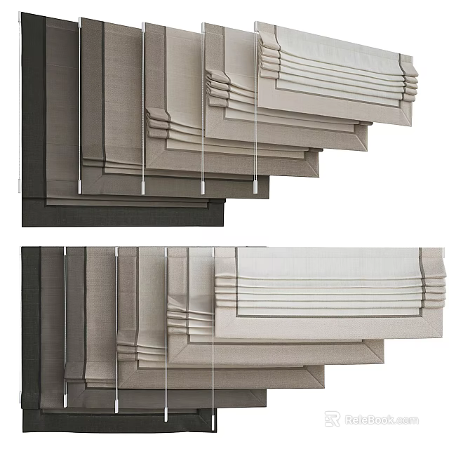 Modern Layered Curtains In Neutral Tones For Stylish Home Interior Design 3d model 