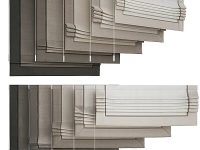 Modern Layered Curtains In Neutral Tones For Stylish Home Interior Design 3d model