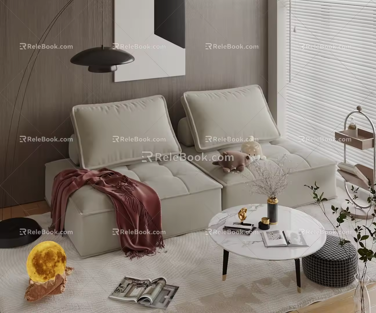 double sofa soft sofa 3d model