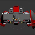 Mecha Robot Model With Gray Armor Red Legs And Yellow Accents Shield