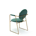 Modern Green Dining Chair With Gold Metal Frame And Velvet Upholstered Round Backrest