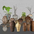 A combination of dead branches and wood ornaments 3d model