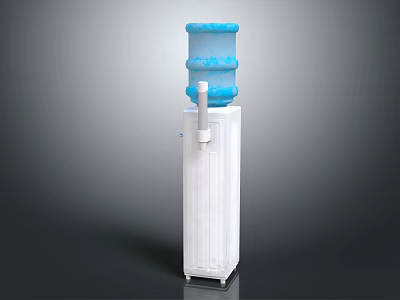White Electric Vertical Water Dispenser With Blue Water Bottle For Home Office Use 3d model
