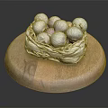 Fresh Garlic Bulbs in Wicker Basket on Wooden Cutting Board Against Black Background