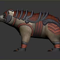 3D Rendered Armored Bear With Decorative Red And Gray Armor Design Details