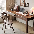 Cozy Home Office Workspace With Wooden Desk Laptop Lamp Chair And Plants