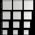 White Roller Shutters Featuring Striped Design in Modern Style with Three Units 3d model
