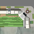 Modern Hotel Building With Tall Towers Glass Dome And Green Trees