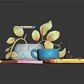 Modern game machine home game machine drink book 3d model