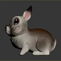 Cute 3D Rabbit Game Movie Character With Brown And White Fur Big Ears Large Eyes