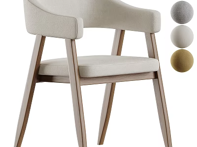 Modern Dining Chair With Wooden Frame Armrest Upholstered Seat And Color Options 3d model