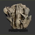 Natural Coral Polyps Sculpture With Intricate Textured Design And Black Base