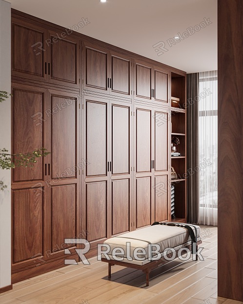 Solid wood wardrobe model