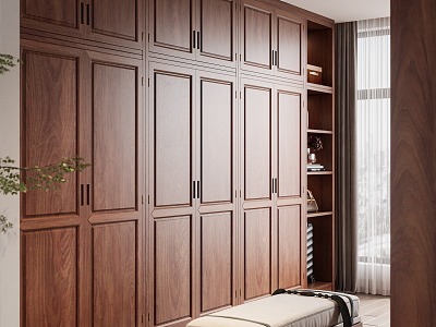 Solid wood wardrobe model