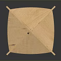 Traditional Wooden Lantern With Carved Patterns Hanging Ring And Square Base 3d model