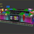 Modern Building Exterior With Neon Lights Green Roof Large Display And Colorful Facade