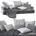 Ethnic style plain striped fabric pillow combination 3d model