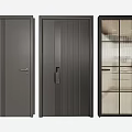 Modern Interior Swing Doors With Metal Frame Vertical Stripes And Glass Panel 3d model