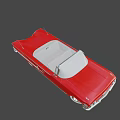 Red Vintage Convertible Car With Gray Leather Seats And Classic Styling