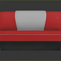 Stylish Red Modern Sofa Design With White Backrest And Black Base
