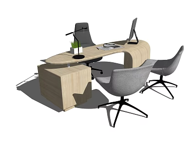 modern office chair desk 3d model