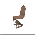 Modern Wooden Leisure Chair With Slat Back Seat And Crossed Leg Design
