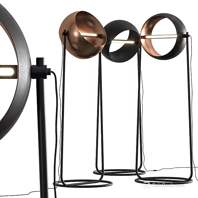 Modern Floor Lamps With Round Shade And Metal Stand For Living Room Home Decor 3d model 