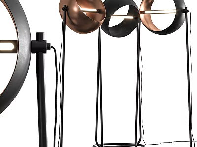 Modern Floor Lamps With Round Shade And Metal Stand For Living Room Home Decor 3d model