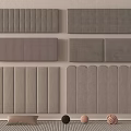 Various Gray Upholstered Headboard Designs With Different Patterns For Modern Bedroom Decor 3d model