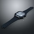 Stylish Black Square Dial Watch With Digital Display And Rubber Strap