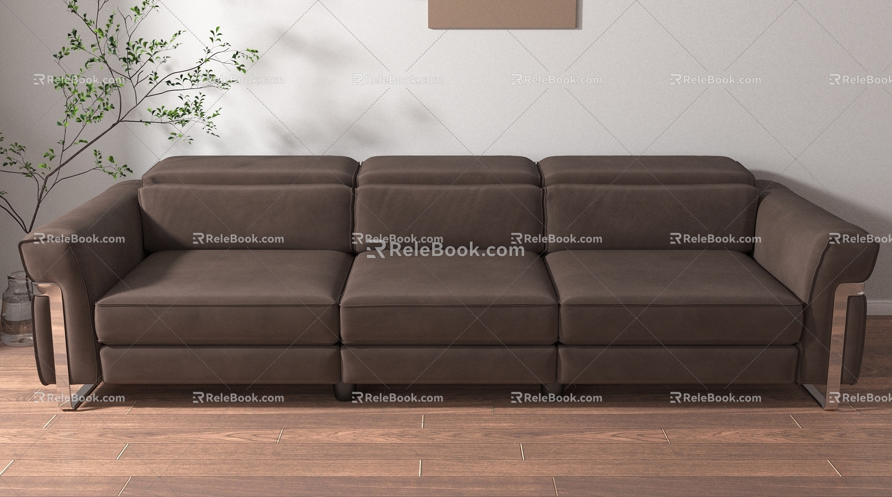 Leather Sofa Three-Seat Sofa Office Sofa 3d model