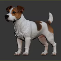 Artistic Realistic White and Brown Small Dog Sculpture Carving With Lifelike Details
