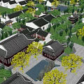 Ancient Chinese Architecture Layout With Traditional Courtyards Ponds And Greenery