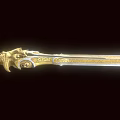 Ornate Golden Decorated Weapon With Intricate Carvings And Shiny Blade