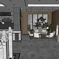 Modern Traditional Hotel Lobby Interior With Marble Floor Reception Desk And Decorative Pillars