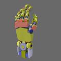 Animated Game Movie Robot Character With Yellow Mechanical Arm And Colorful Joints