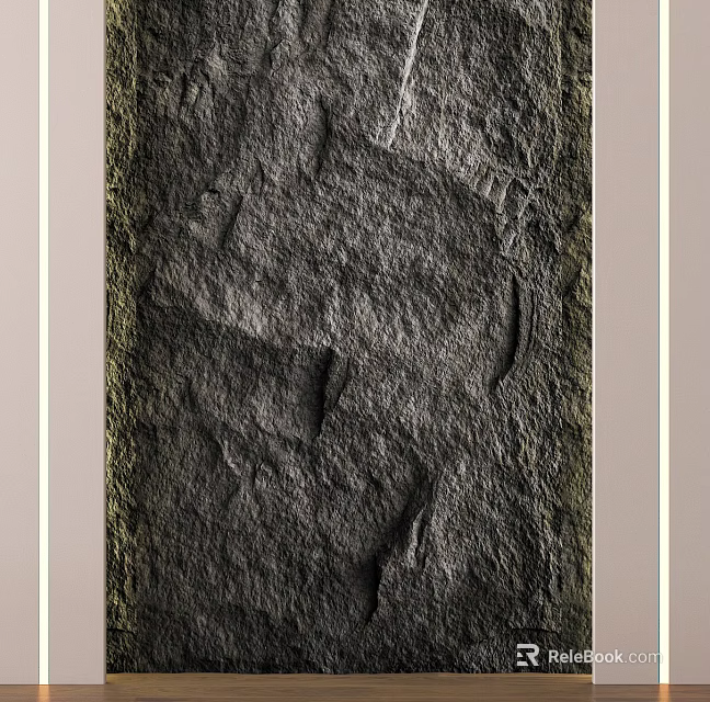 Natural Stone And Wood Decorative Panel With Textured Surface For Interior Design 3d model