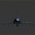 Modern Military Jet Fighter with Blue Canopy Gray Body and Wing Mounted Missiles
