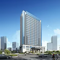 Modern Office Building Exterior Design With Green Landscaping Parking And Road Surroundings