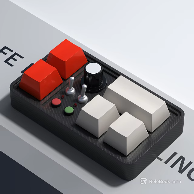 Modern Decorative Ornament Set With Red White Blocks And Black Knobs For Home Decor 3d model