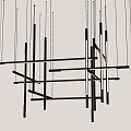 Modern Linear Chandelier With Black Intersecting Elements And Illuminated Light Tubes 3d model