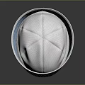 Stylish White Sailor Hat With Blue Gray Striped Brim Design Details