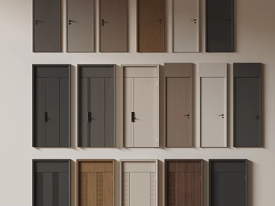 Modern Interior Hinged Doors Collection With Various Colors And Wooden Finishes 3d model